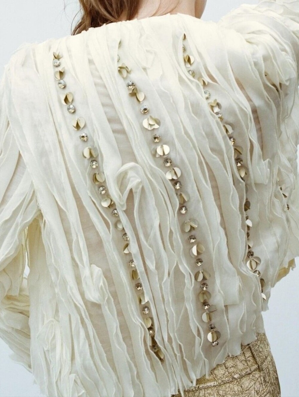 RARE Zara Womens Appliques Ruffled Jacket with Beads & Ruffles Size M #3920/119 - Picture 5 of 12